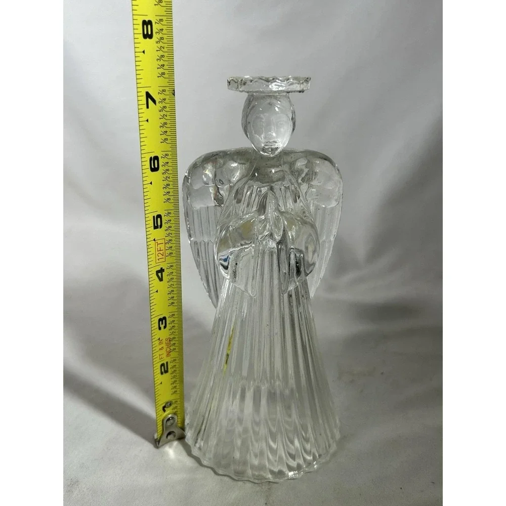 Vintage Avon Glowing Angel Crystal Candlesticks Praying Angels Glass Christmas